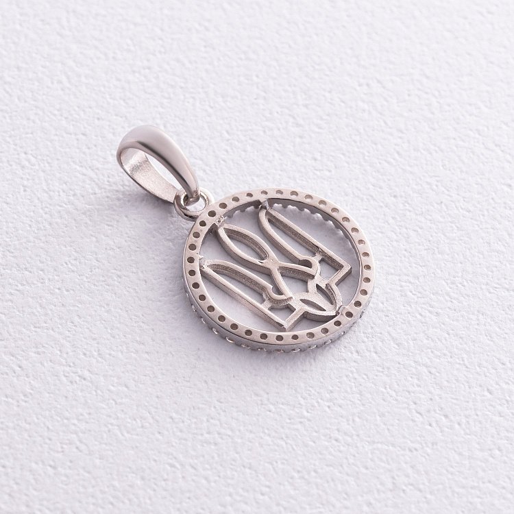 Срібний кулон "Герб України - Тризуб" з фіанітами 1059 від ювелірного магазину Онікс - 2