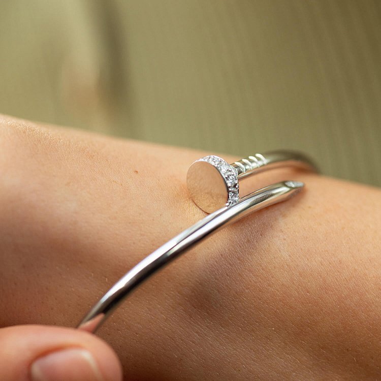 Жесткий золотой браслет "Гвоздь" (бриллианты) бб0039м от ювелирного магазина Оникс - 5