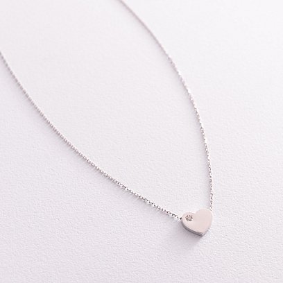 Золоте кольє "Серце" з діамантом колб0062y №3