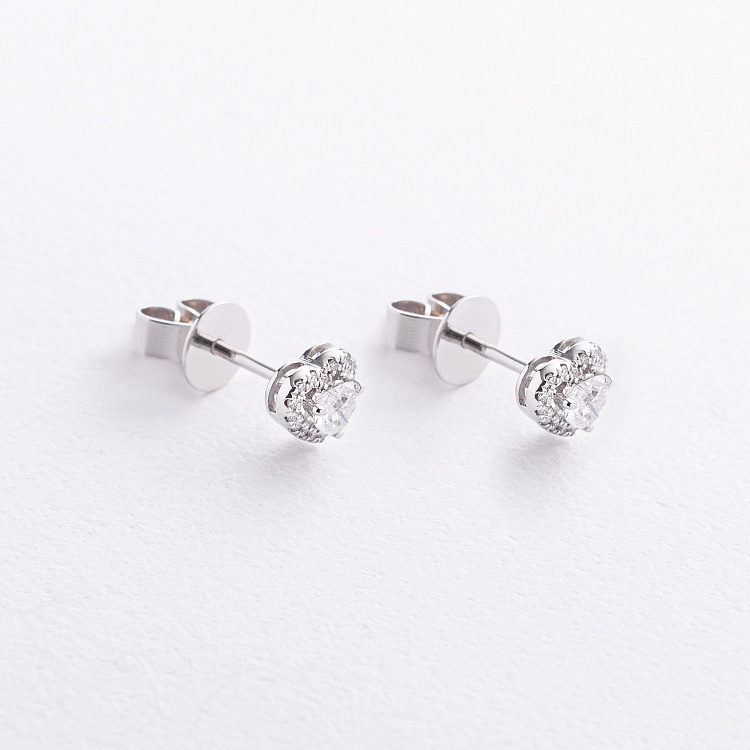 Сережки - пусети "Сердечки" у білому золоті (діаманти) сб0709ca від ювелірного магазину Онікс - 1