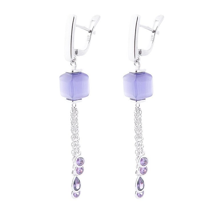 Срібні сережки (ім. улексит, фіаніт) 122427 від ювелірного магазину Онікс