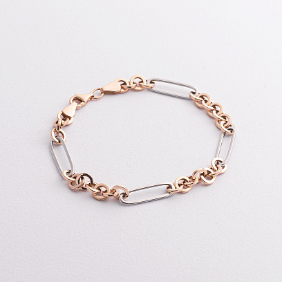 Браслет "Ланцюжок" у червоному та білому золоті б05637