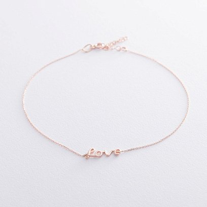 Браслет на ногу "Love" в червоному золоті б04395 №2