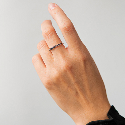 Золотое кольцо с черными бриллиантами кб0657ca №3