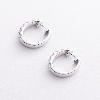 Сережки - кільця в білому золоті (діаманти) сб0655ri №2