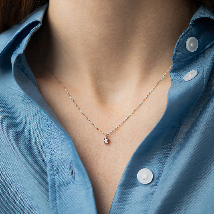 Золотое колье с бриллиантом колб0173у от ювелирного магазина Оникс - 3