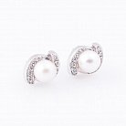 Сережки-пусети з культивованими перлами і діамантами ag-300 от ювелирного магазина Оникс