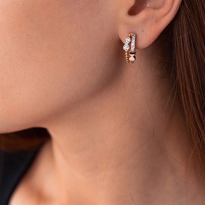 Золотые серьги "Бантики" с фианитами с04910 №4