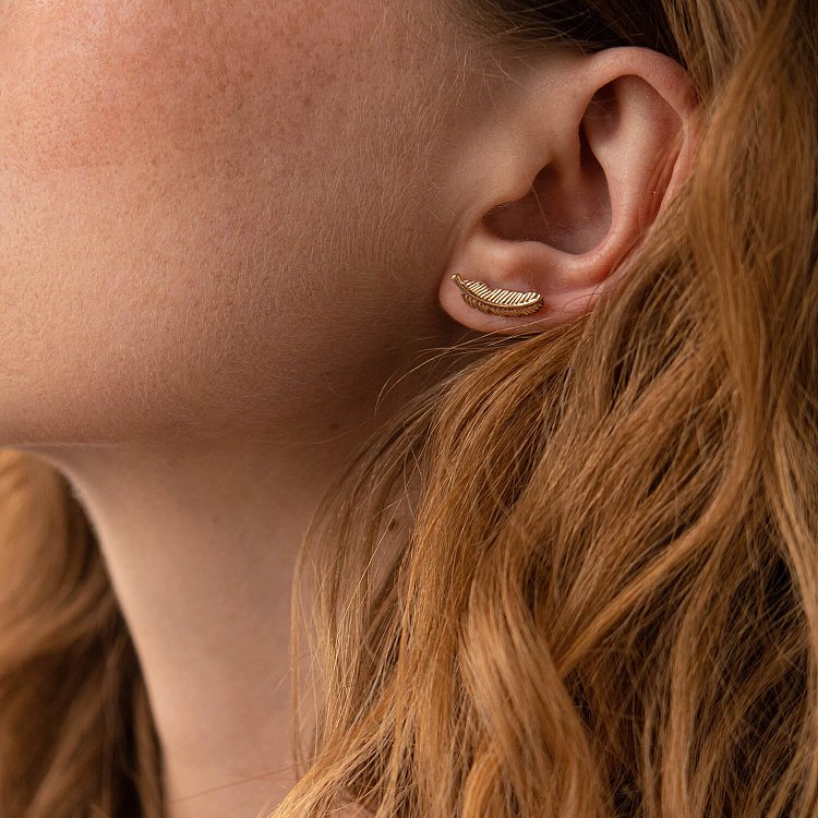 Золоті сережки - пусети "Пір'їнки" с07903 від ювелірного магазину Онікс - 2