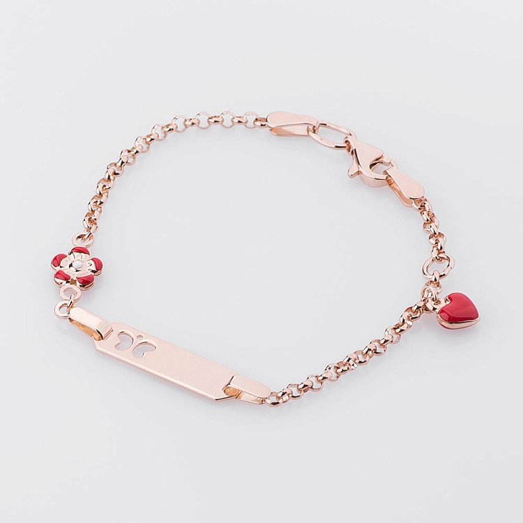 Золотий дитячий браслет "Серце і квітка" б02518 від ювелірного магазину Онікс