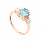 Золотое кольцо (голубой топаз, фианиты) к04642 от ювелирного магазина Оникс