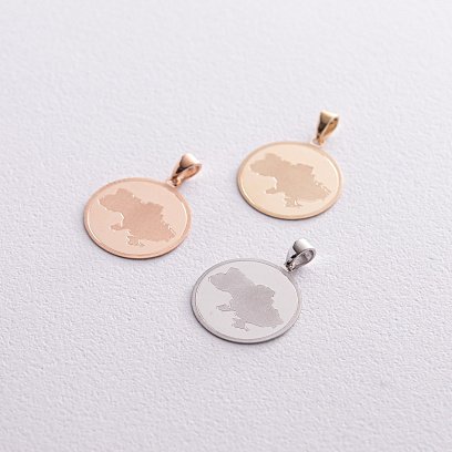 Кулон "Карта України" у білому золоті п03770 №5