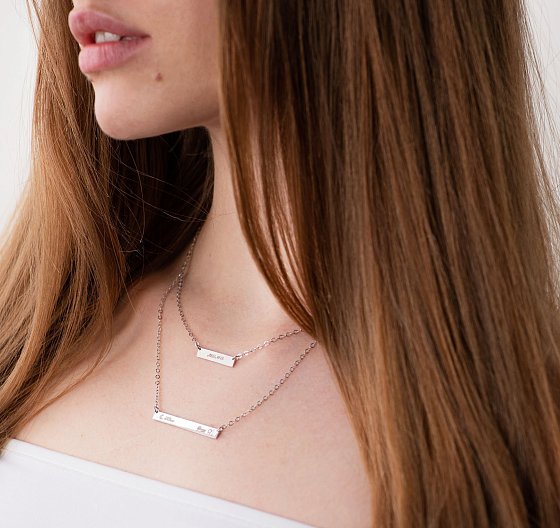 Серебряное двойное колье для гравировки 18999 №2