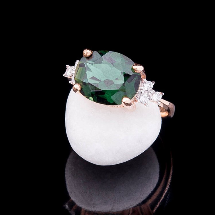 Золотое кольцо с празиолитом к03062 от ювелирного магазина Оникс - 1