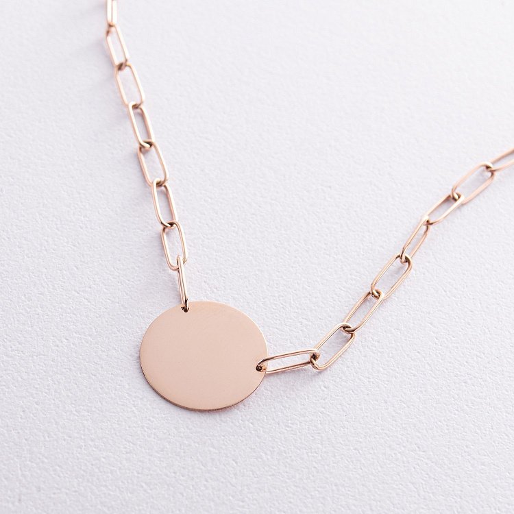 Колье с монеткой для гравировки (красное золото) кол02392 от ювелирного магазина Оникс - 5