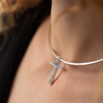 Серебряный крестик с чернением (кулон под чокер) 1101P №5