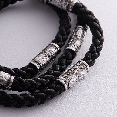 Православный шелковый шнурок с серебряной застежкой 948 №11