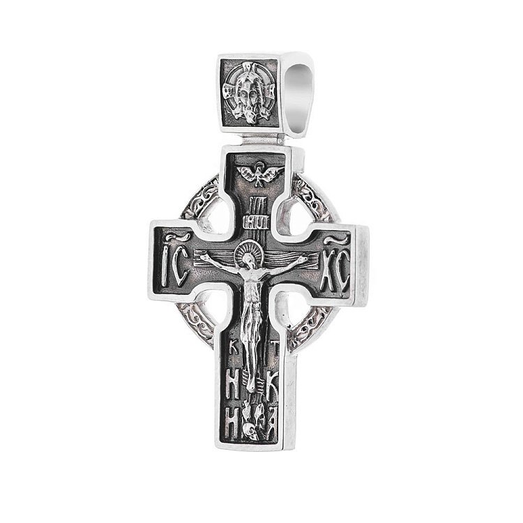 Срібний православний хрест з чорнінням 132404 від ювелірного магазину Онікс