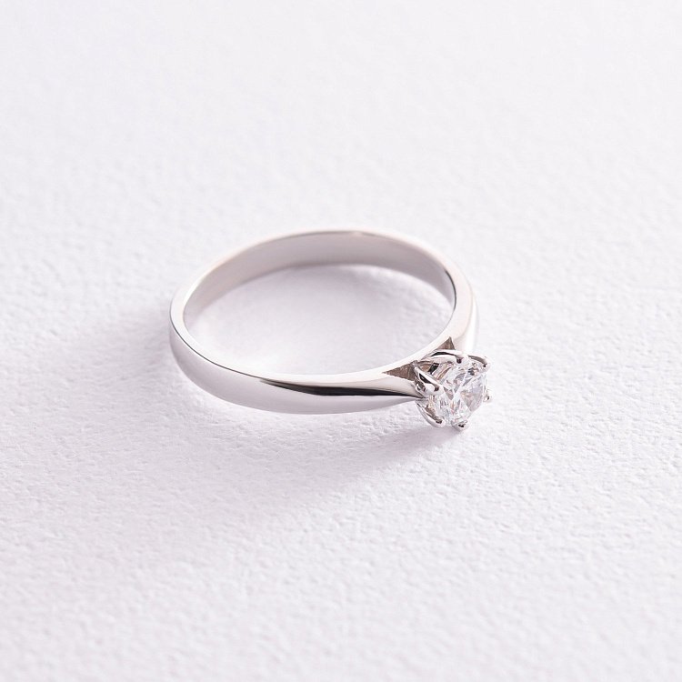 Заручальна каблучка з фіанітом (біле золото) к07171 від ювелірного магазину Онікс - 2