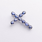 Крестик  в белом золоте с сапфирами пб0387nl от ювелирного магазина Оникс