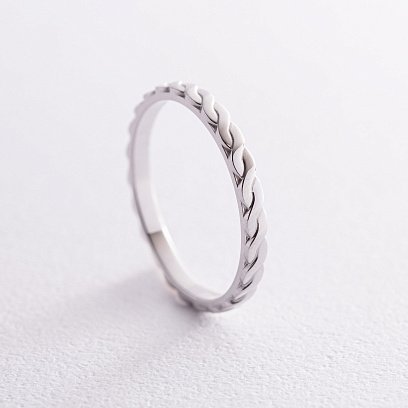 Кольцо "Косичка" в белом золоте к07417