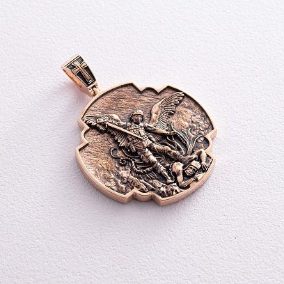 Золотий кулон "Український воїн. Молитва до Архангела Михайла" п03826 №4