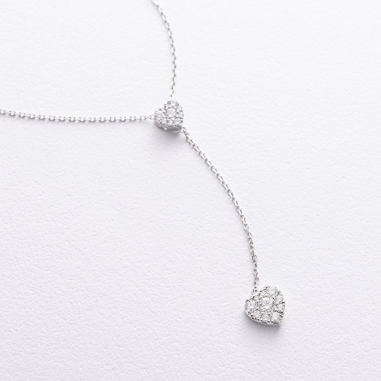 Золотое колье - галстук "Сердечки" с бриллиантами колб0120mi от ювелирного магазина Оникс