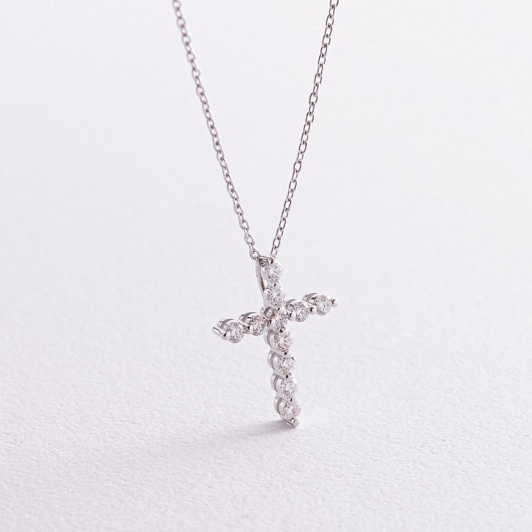 Золоте колье "Хрестик" з діамантами колб0108di від ювелірного магазину Онікс