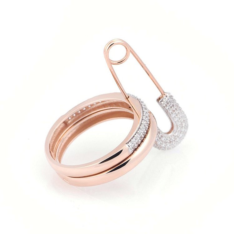 Золотое кольцо "Булавка" (фианиты) к05314 - 2 Золотое кольцо "Булавка" (фианиты) к05314 от ювелирного магазина Оникс - 2