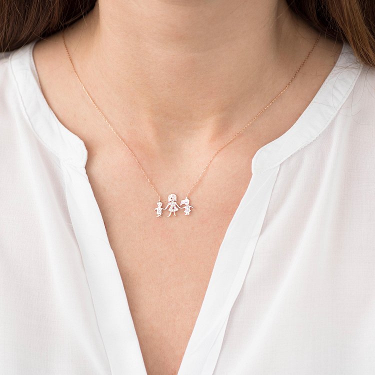 Золотое колье "Семья" (фианиты) кол01230 от ювелирного магазина Оникс