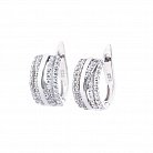 Срібні сережки з фіанітами (родій) 121223 от ювелирного магазина Оникс