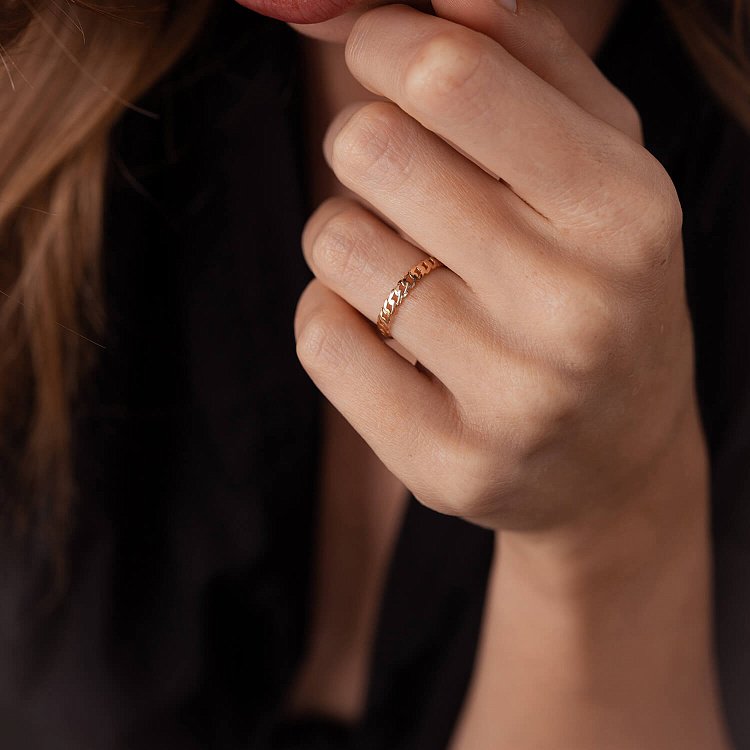 Золотое кольцо "Цепочка" к07084 от ювелирного магазина Оникс - 3