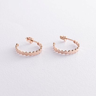 Серьги - пусеты "Грани" в красном золоте с07286 №3