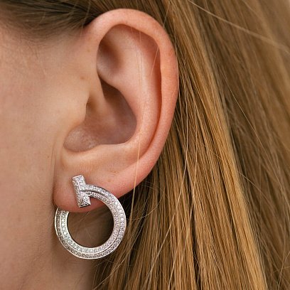 Серьги - пусеты "Evelyn" в белом золоте (бриллианты) сб0488м №6