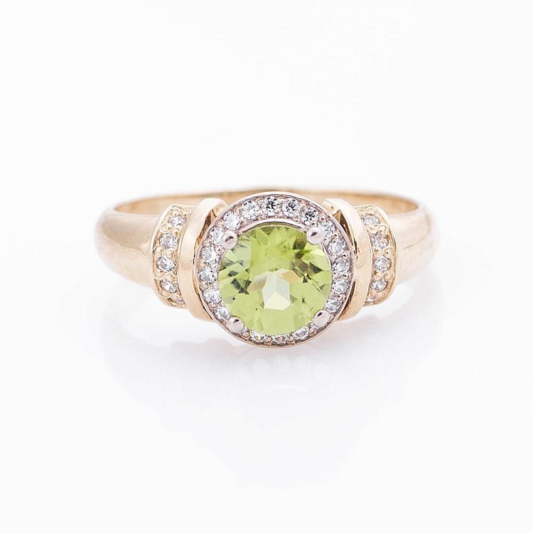 Золотое кольцо с хризопразом и фианитами 02-0468.0.5230 - 2 Золотое кольцо с хризопразом и фианитами 02-0468.0.5230 от ювелирного магазина Оникс - 2