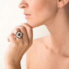 Золотое кольцо с фианитами и эмалью к04002 от ювелирного магазина Оникс - 3