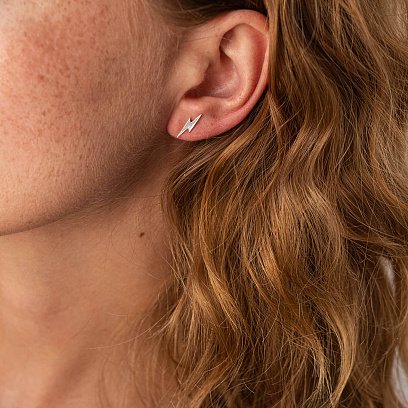 Серебряные серьги - пусеты "Молнии" 123217 №2