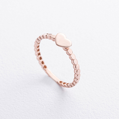 Кольцо "Сердечко" в красном золоте к08484 №3