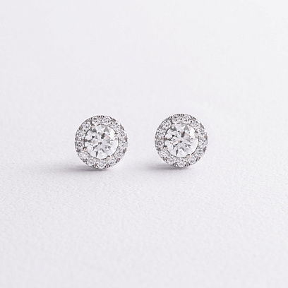 Золотые серьги - пусеты с бриллиантами 344671121 №2