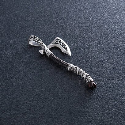 Серебряный кулон "Секира Перуна" с эбеном 1124 №4