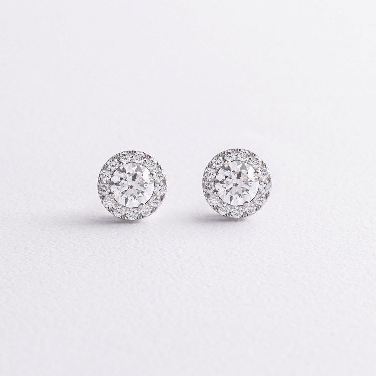 Золотые серьги - пусеты с бриллиантами 344671121 от ювелирного магазина Оникс - 1