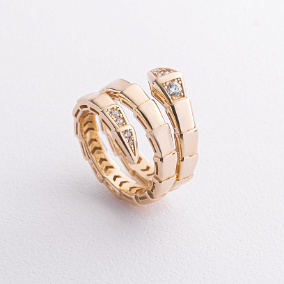 Каблучка "Змія" у жовтому золоті (фіаніти) к08401 №2