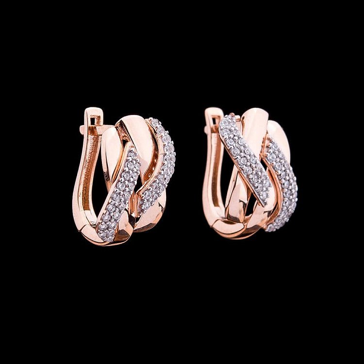 Золотые серьги с фианитами с03917 от ювелирного магазина Оникс