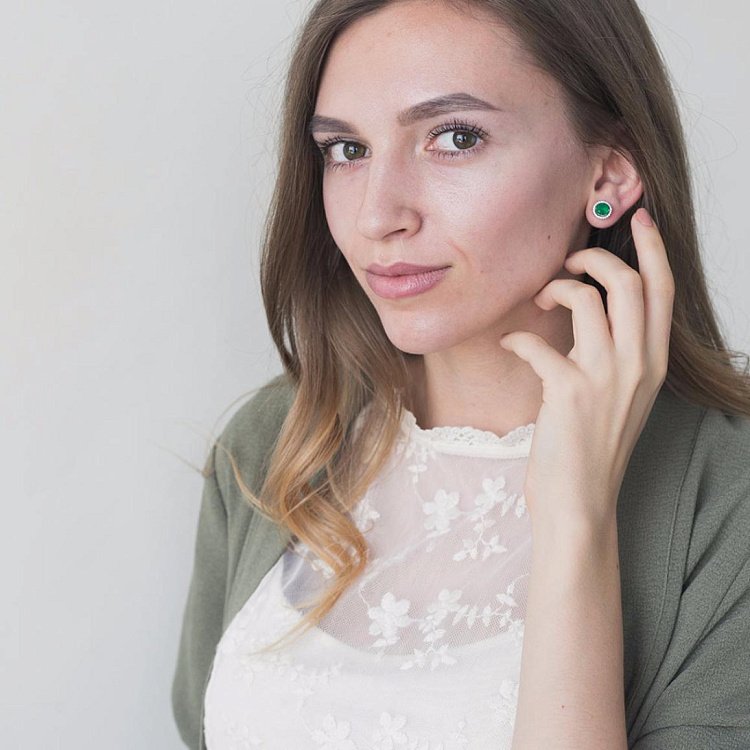 Золоті сережки з агатом і фіанітами 14048668т від ювелірного магазину Онікс - 1