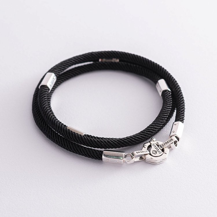 Шелковый шнурок с серебряной застежкой Ш0005-4в/д4 от ювелирного магазина Оникс