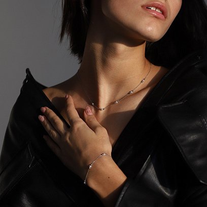 Золотий браслет з перлинами б04296 №4