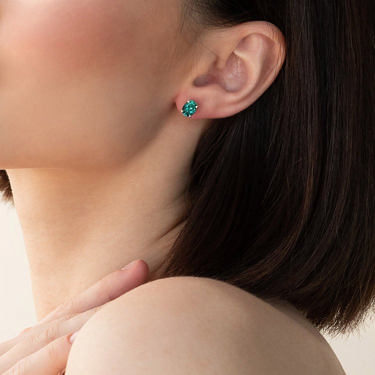 Серебряные серьги - пусеты с синт. турмалином 121958 от ювелирного магазина Оникс - 2