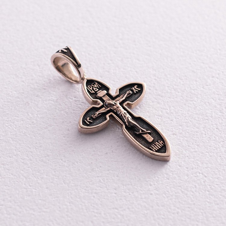 Золотой детский крестик (чернение) п03211 от ювелирного магазина Оникс