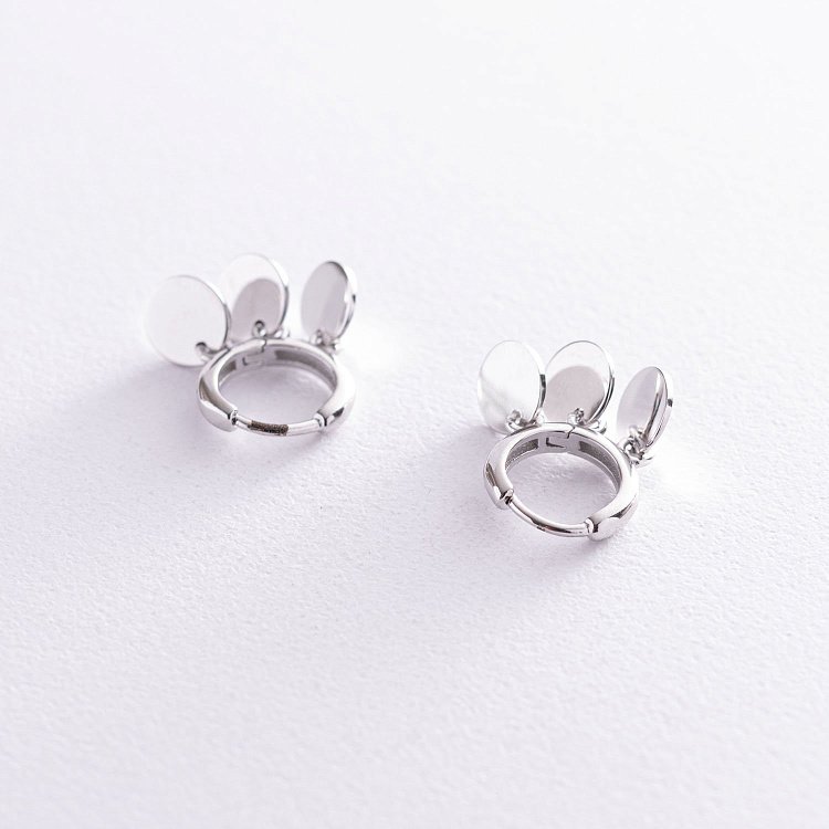 Серебряные серьги-кольца "Монетки" 122849 от ювелирного магазина Оникс - 2