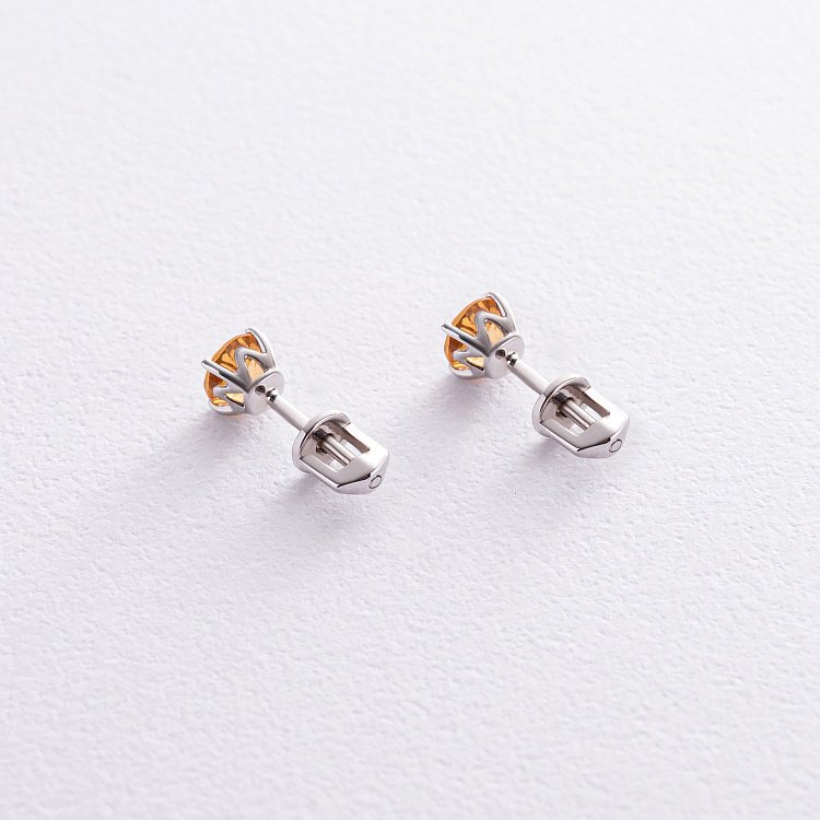 Золоті сережки - пусети з цитрином с08409 від ювелірного магазину Онікс - 7